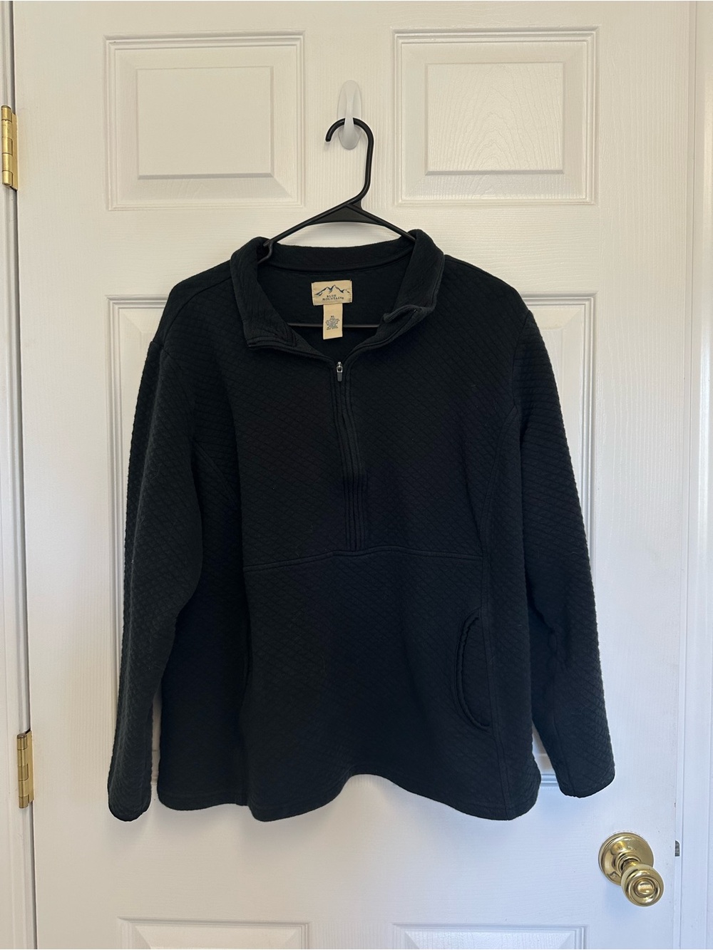 Blue Mountain Black Waffle Knit Quarterzip